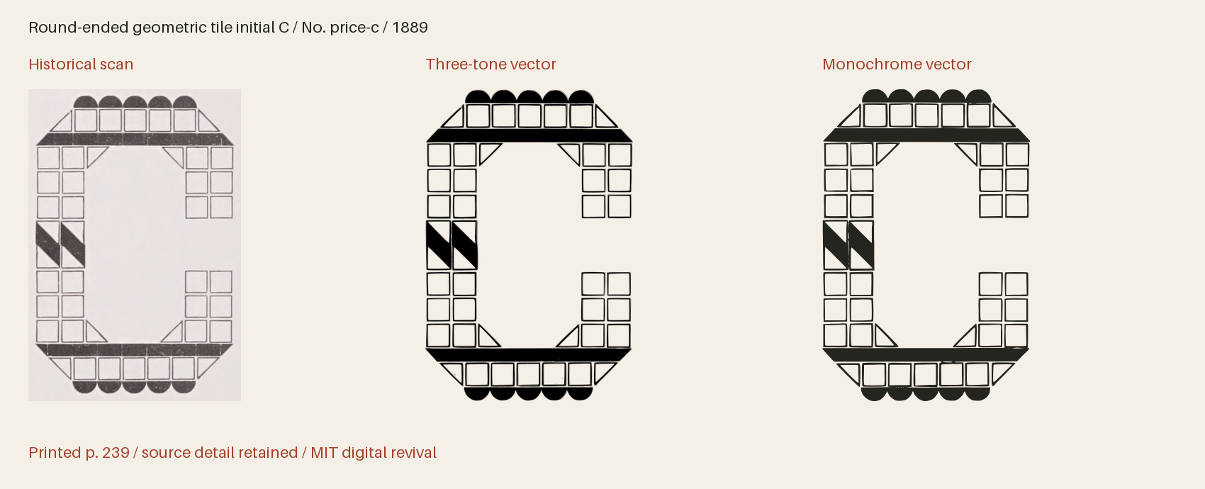 Historical scan beside the three-tone and monochrome vector revivals