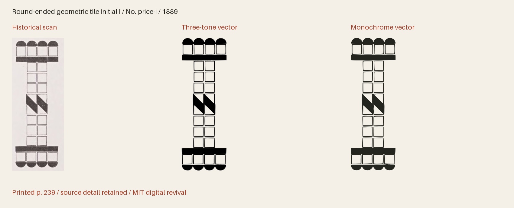 Historical scan beside the three-tone and monochrome vector revivals
