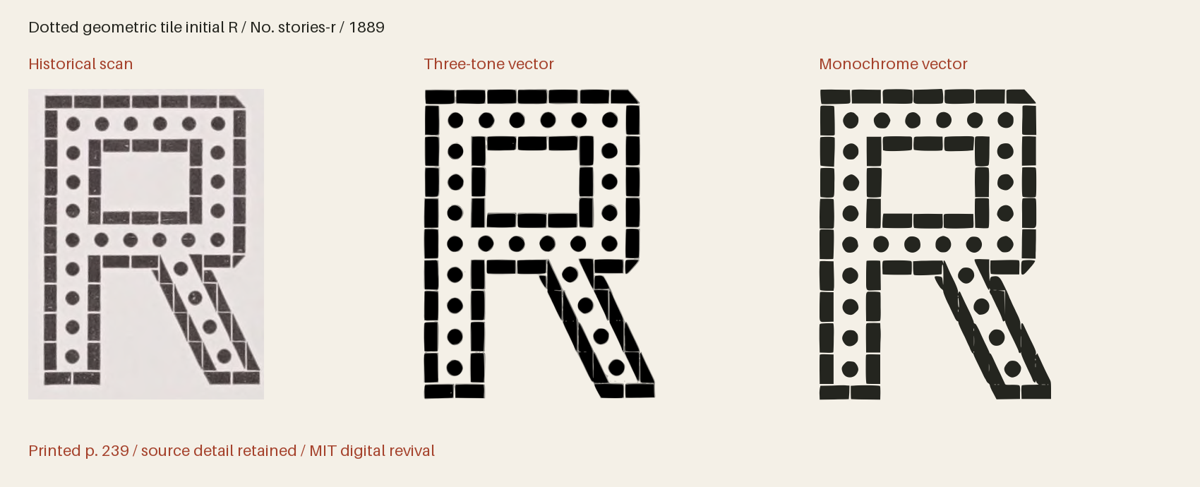 Historical scan beside the three-tone and monochrome vector revivals