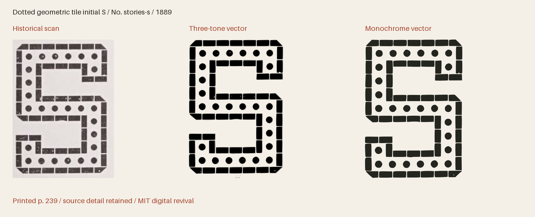 Historical scan beside the three-tone and monochrome vector revivals