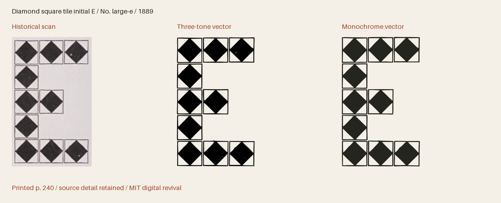 Historical scan beside the three-tone and monochrome vector revivals