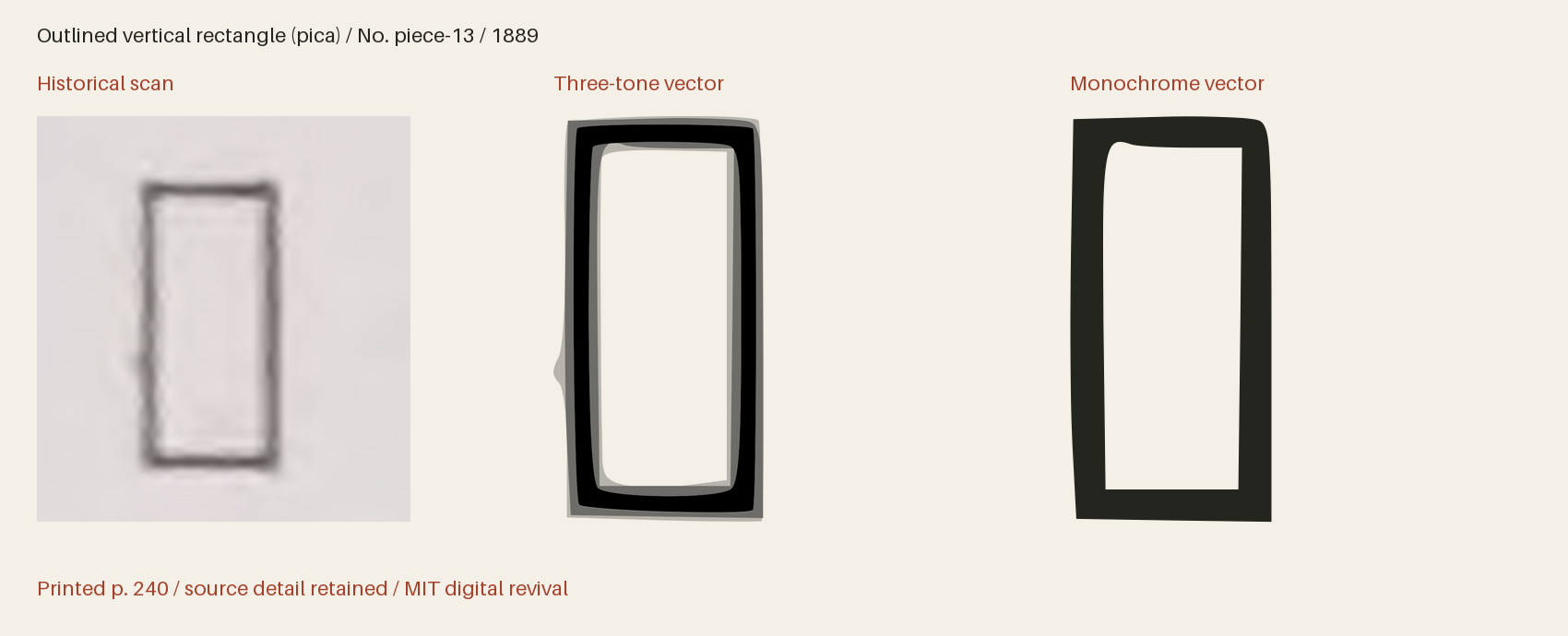 Historical scan beside the three-tone and monochrome vector revivals