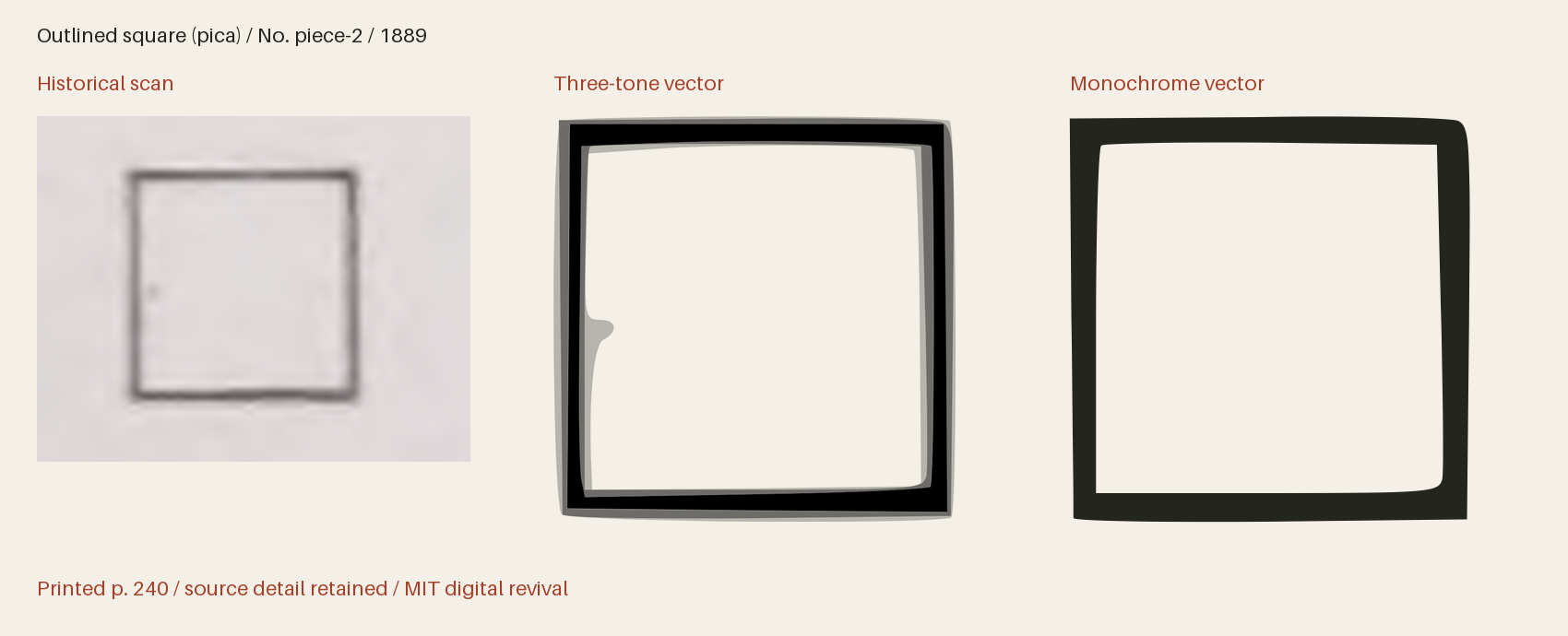 Historical scan beside the three-tone and monochrome vector revivals