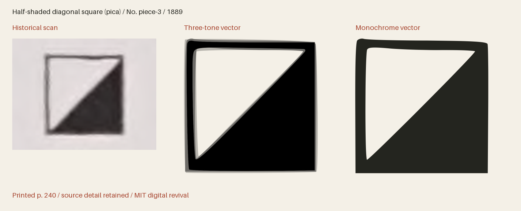 Historical scan beside the three-tone and monochrome vector revivals