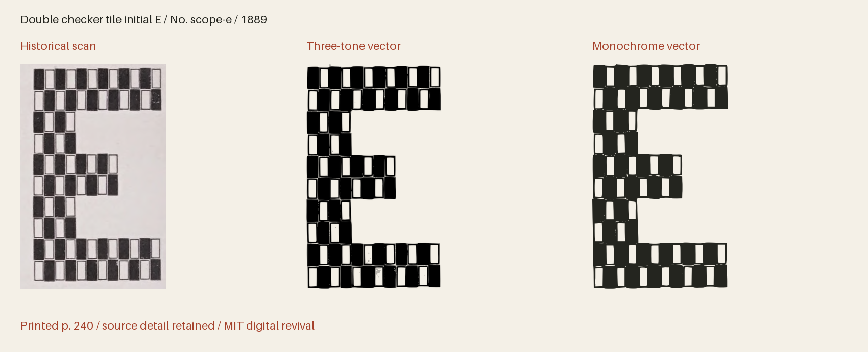 Historical scan beside the three-tone and monochrome vector revivals