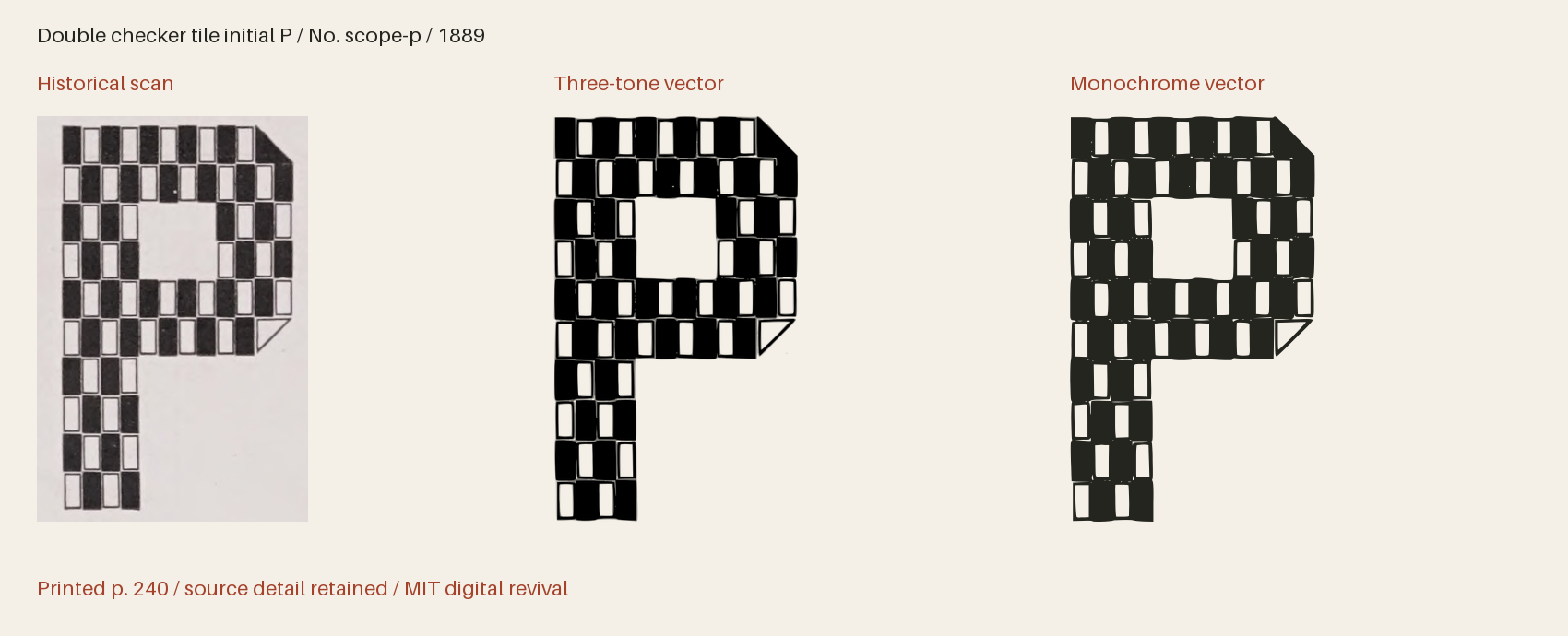 Historical scan beside the three-tone and monochrome vector revivals