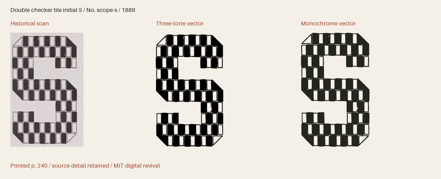 Historical scan beside the three-tone and monochrome vector revivals