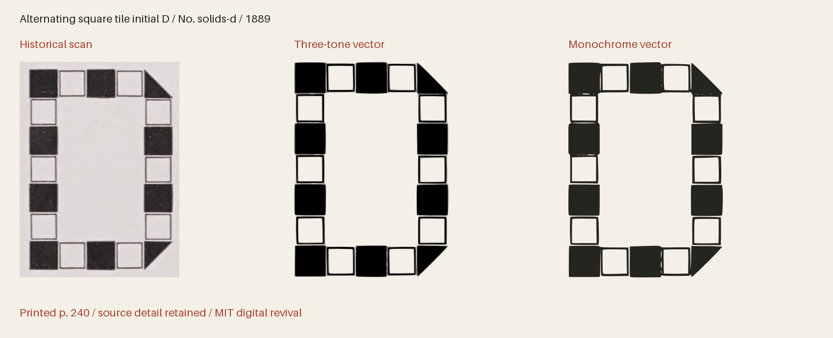 Historical scan beside the three-tone and monochrome vector revivals