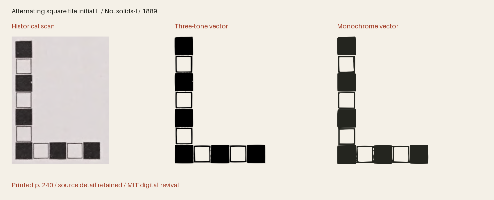 Historical scan beside the three-tone and monochrome vector revivals