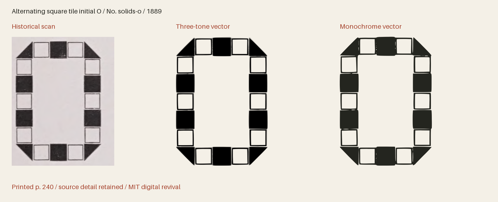 Historical scan beside the three-tone and monochrome vector revivals