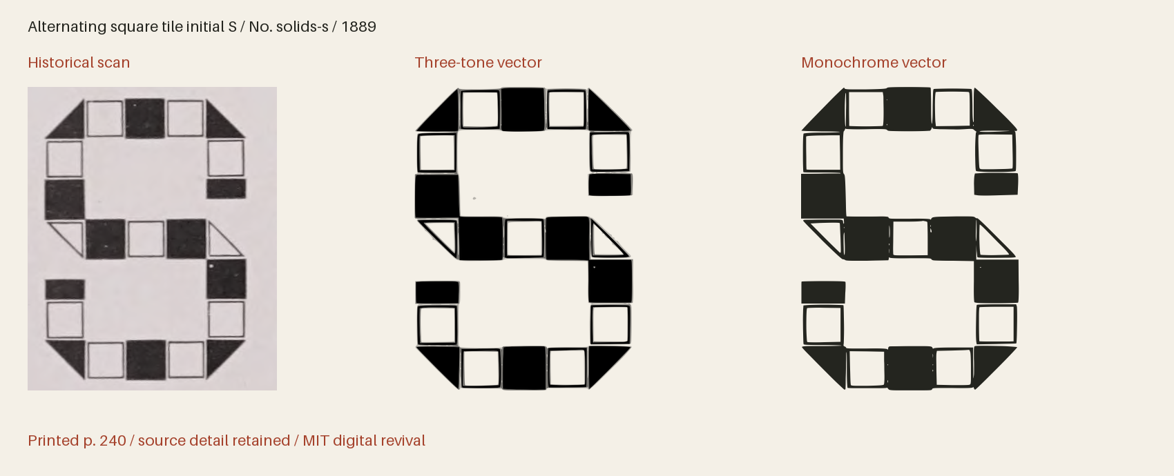 Historical scan beside the three-tone and monochrome vector revivals