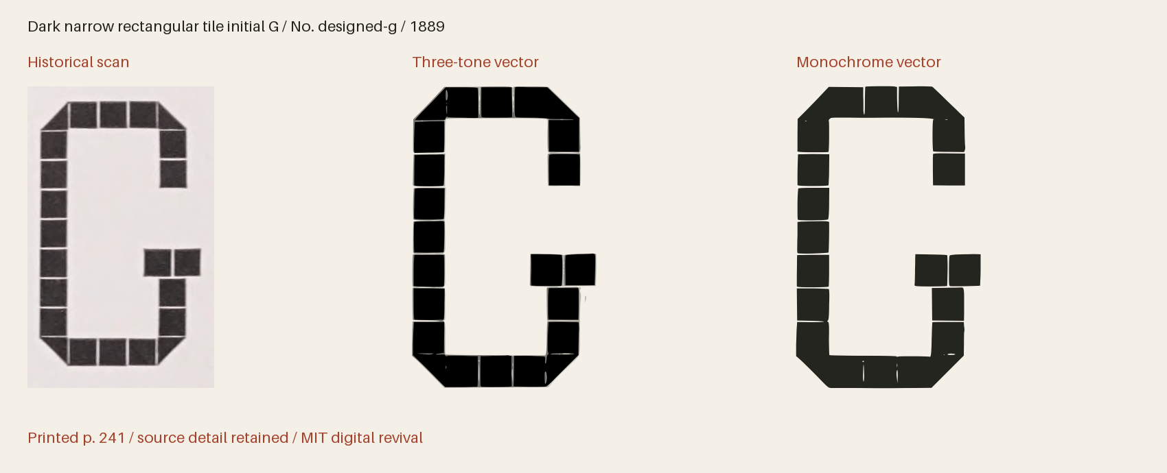 Historical scan beside the three-tone and monochrome vector revivals