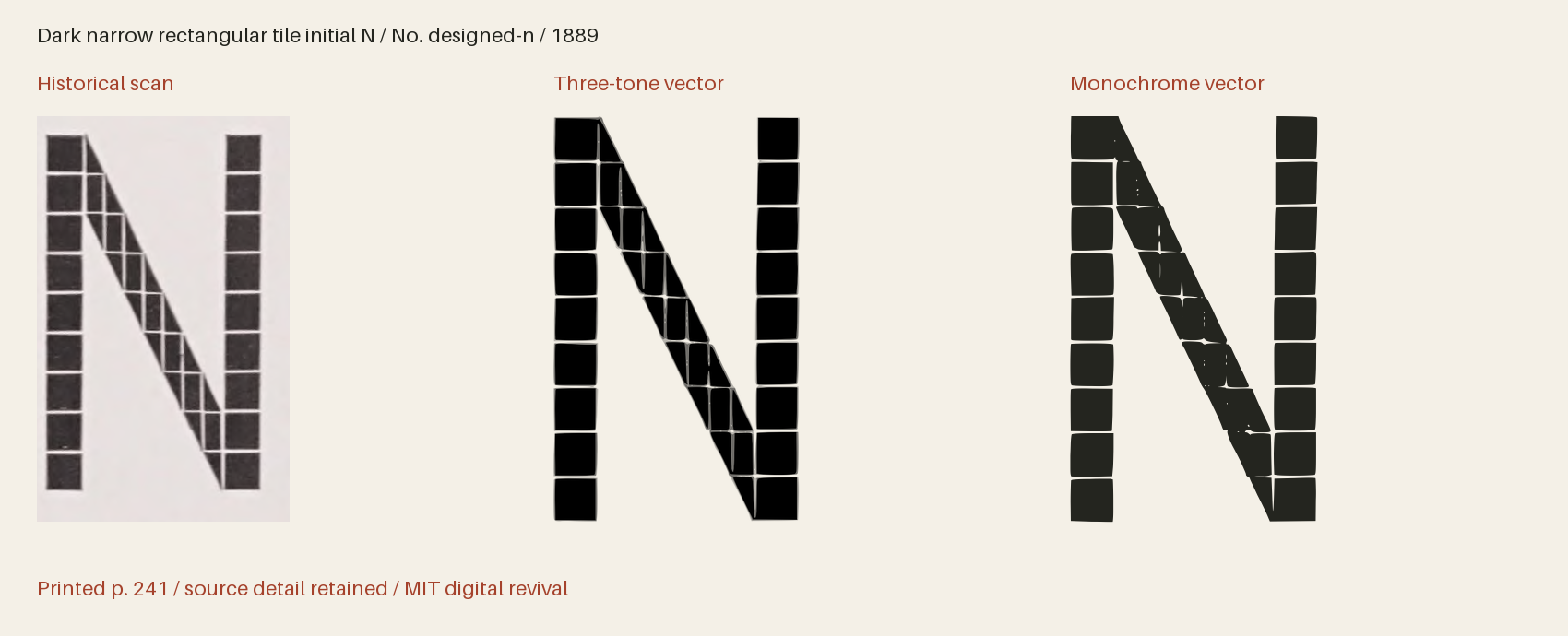 Historical scan beside the three-tone and monochrome vector revivals