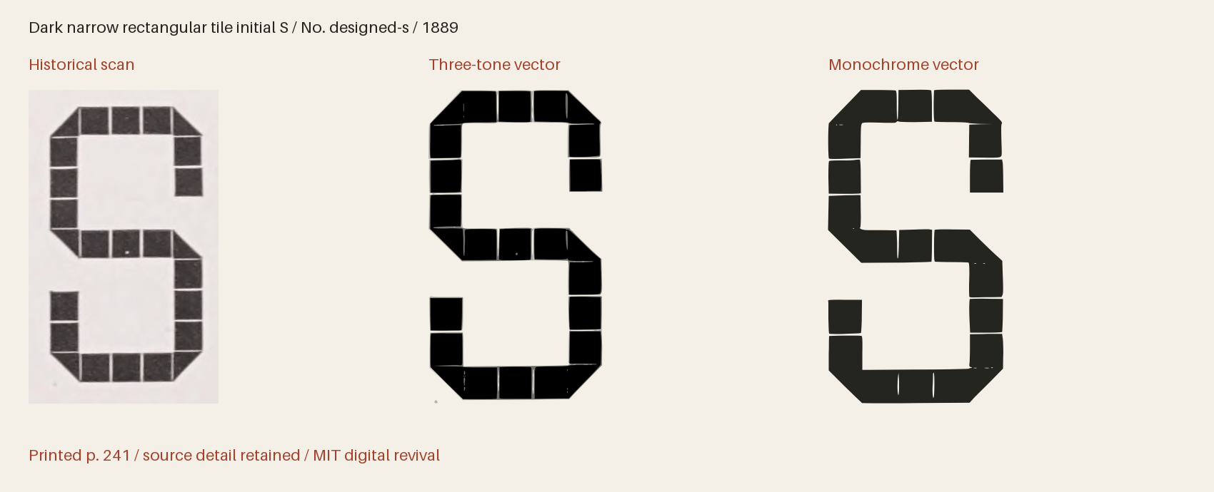 Historical scan beside the three-tone and monochrome vector revivals