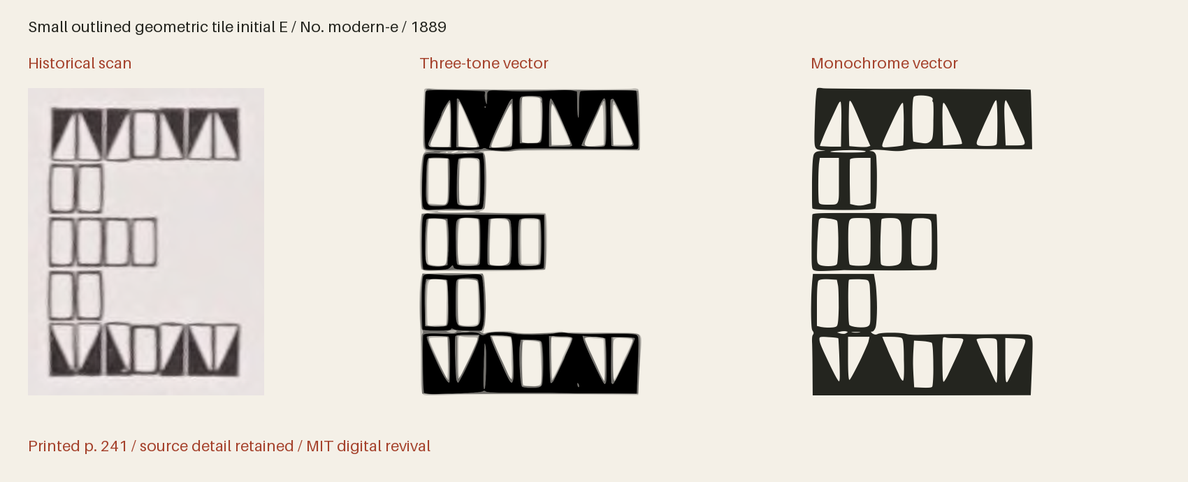 Historical scan beside the three-tone and monochrome vector revivals