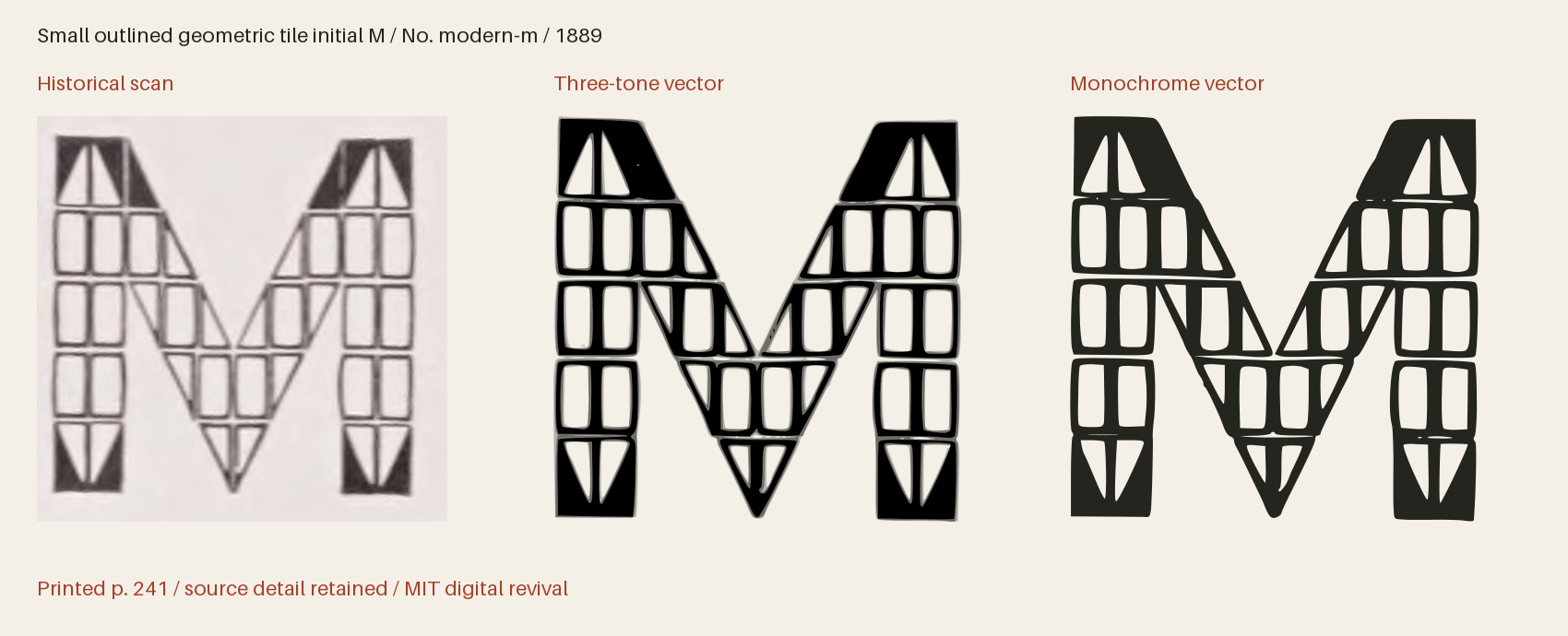 Historical scan beside the three-tone and monochrome vector revivals