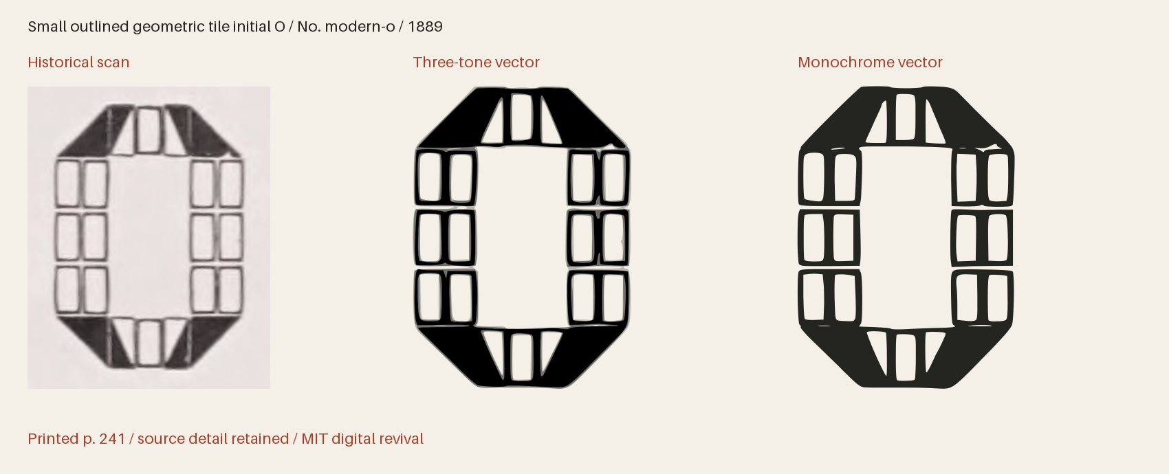 Historical scan beside the three-tone and monochrome vector revivals