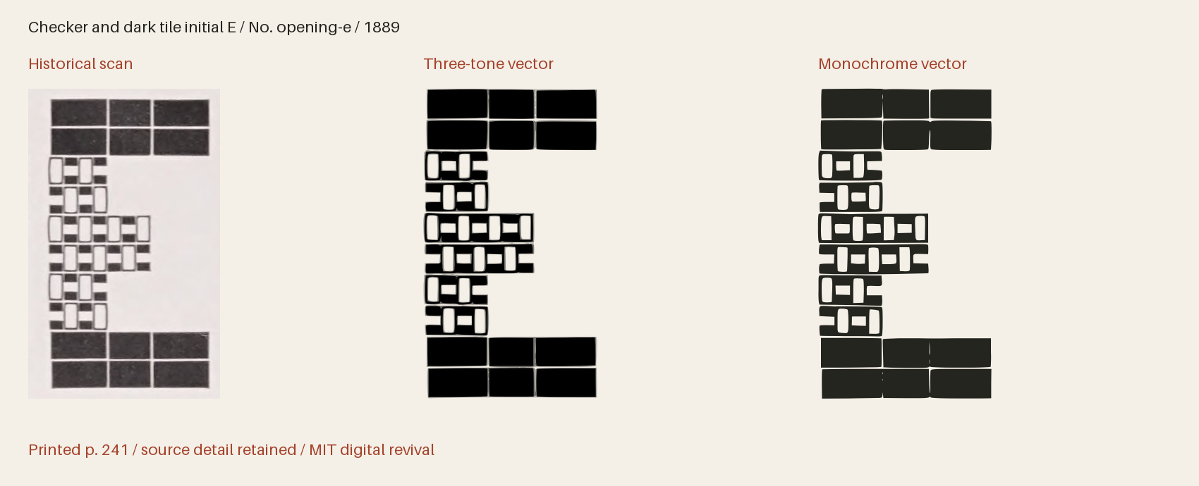 Historical scan beside the three-tone and monochrome vector revivals