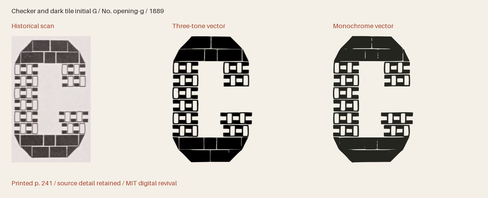 Historical scan beside the three-tone and monochrome vector revivals