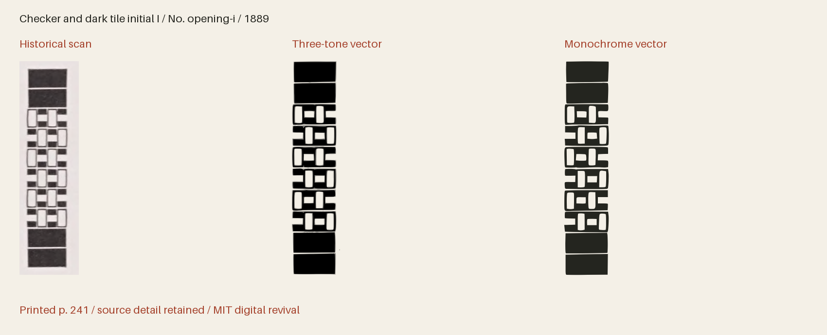 Historical scan beside the three-tone and monochrome vector revivals