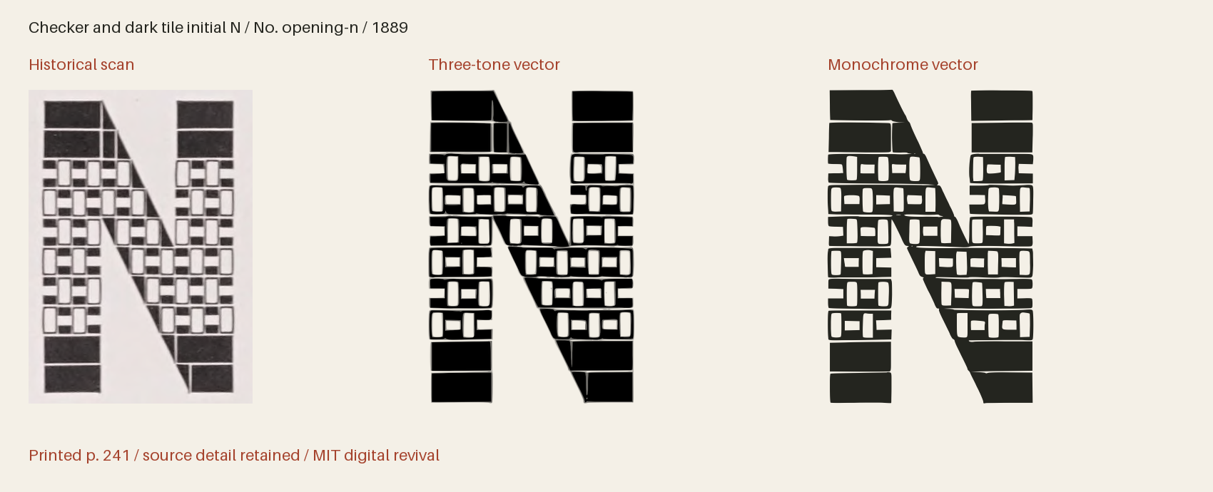 Historical scan beside the three-tone and monochrome vector revivals