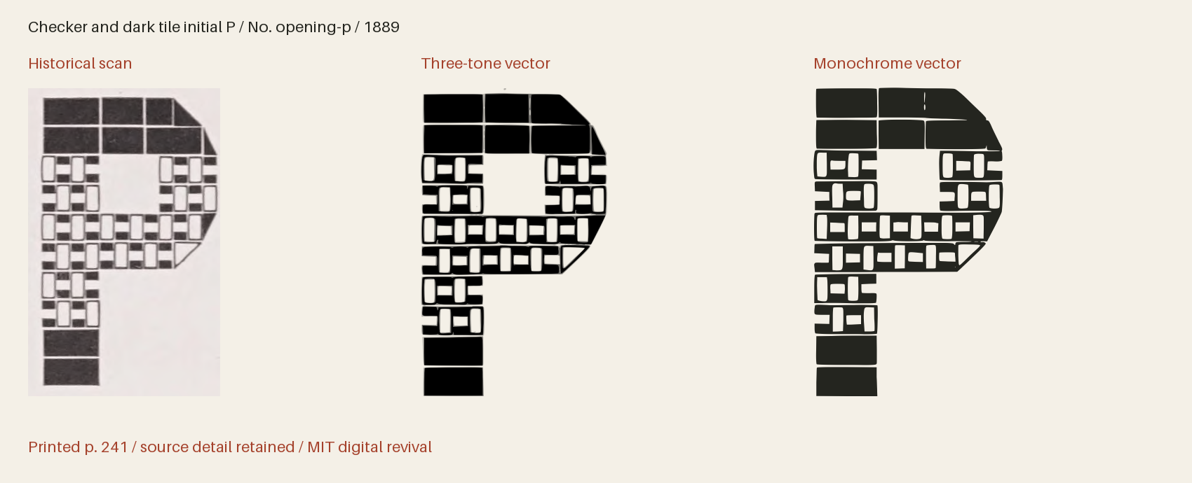 Historical scan beside the three-tone and monochrome vector revivals