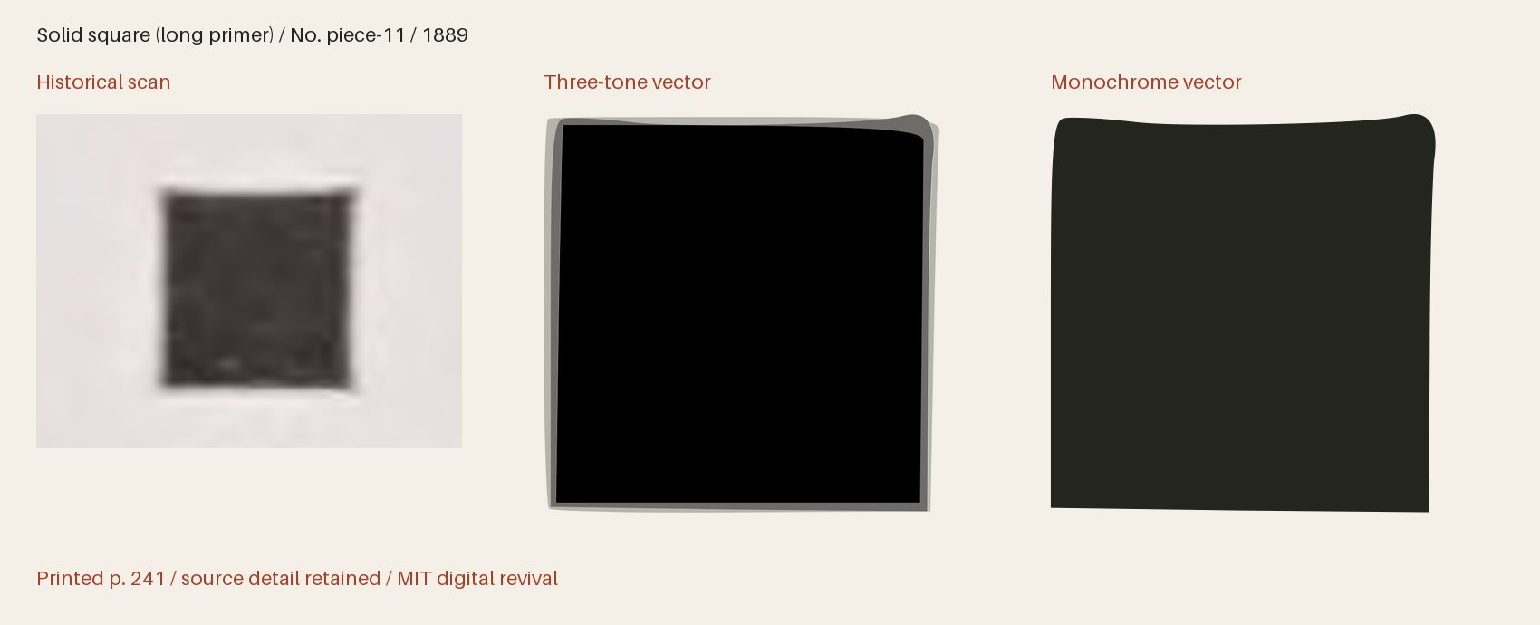 Historical scan beside the three-tone and monochrome vector revivals