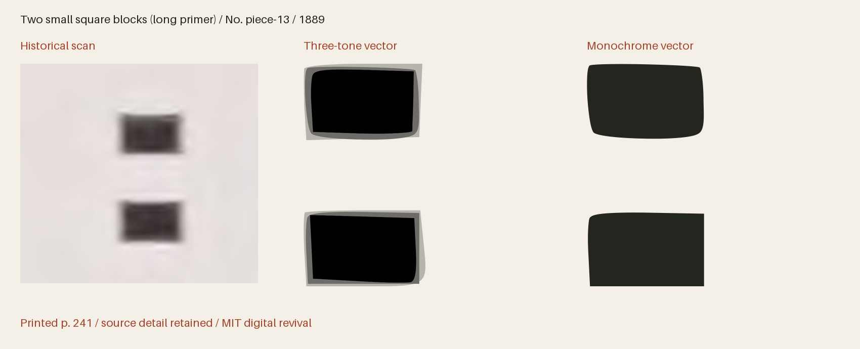 Historical scan beside the three-tone and monochrome vector revivals