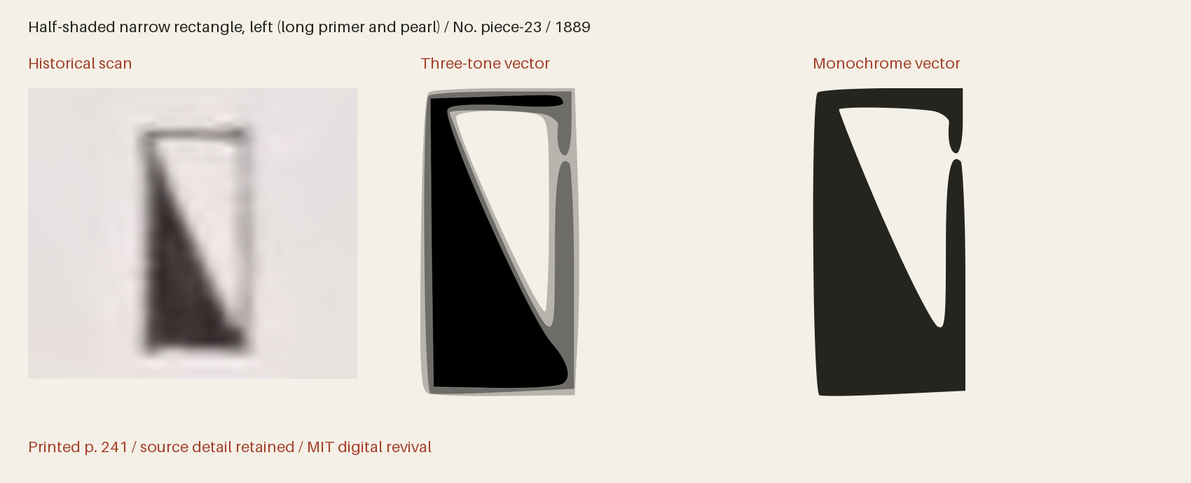 Historical scan beside the three-tone and monochrome vector revivals