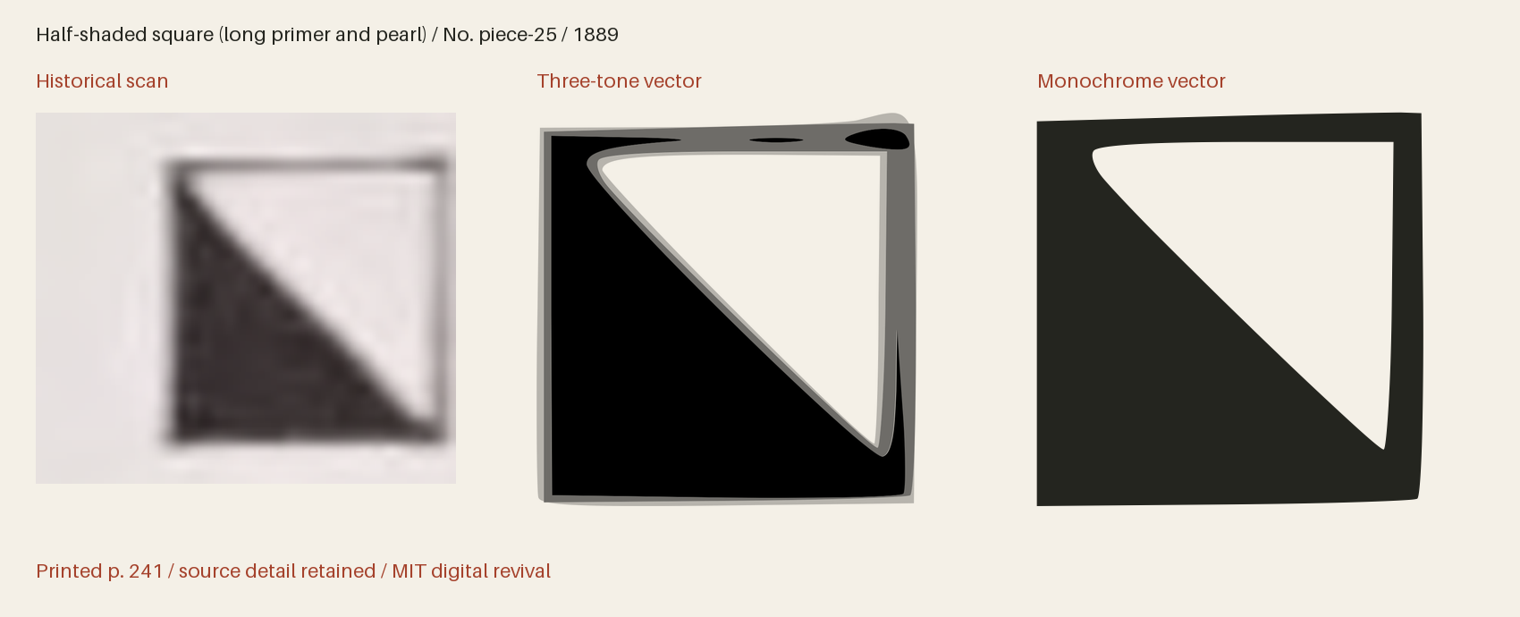 Historical scan beside the three-tone and monochrome vector revivals
