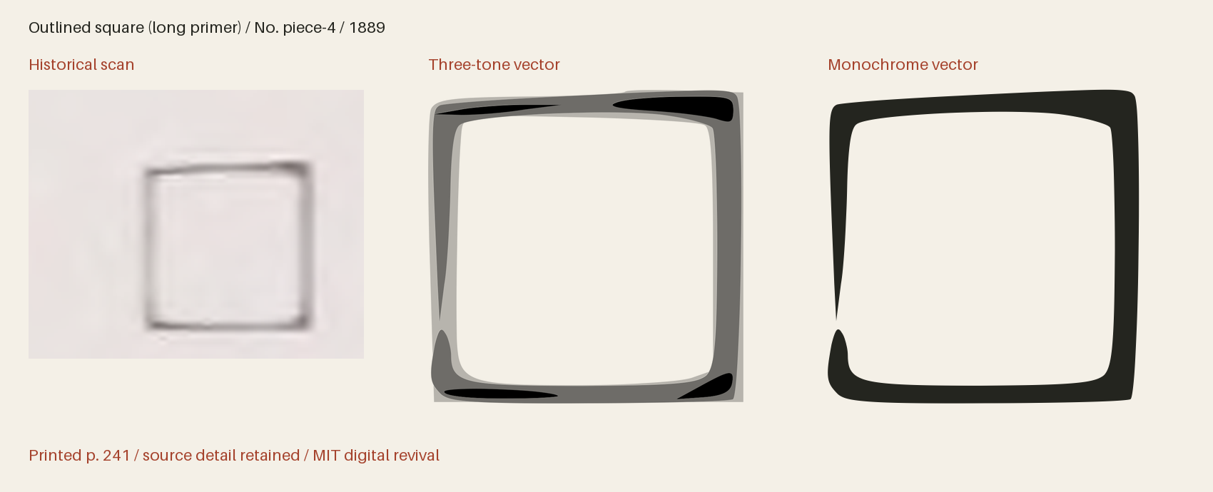 Historical scan beside the three-tone and monochrome vector revivals