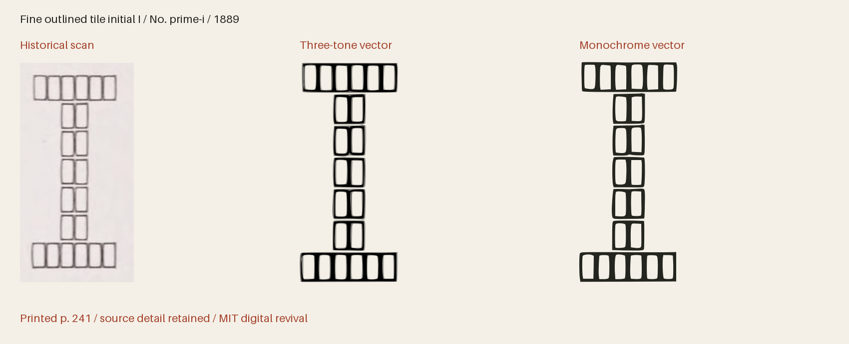 Historical scan beside the three-tone and monochrome vector revivals