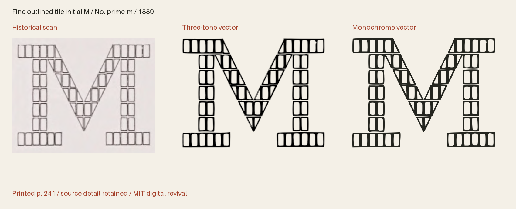 Historical scan beside the three-tone and monochrome vector revivals