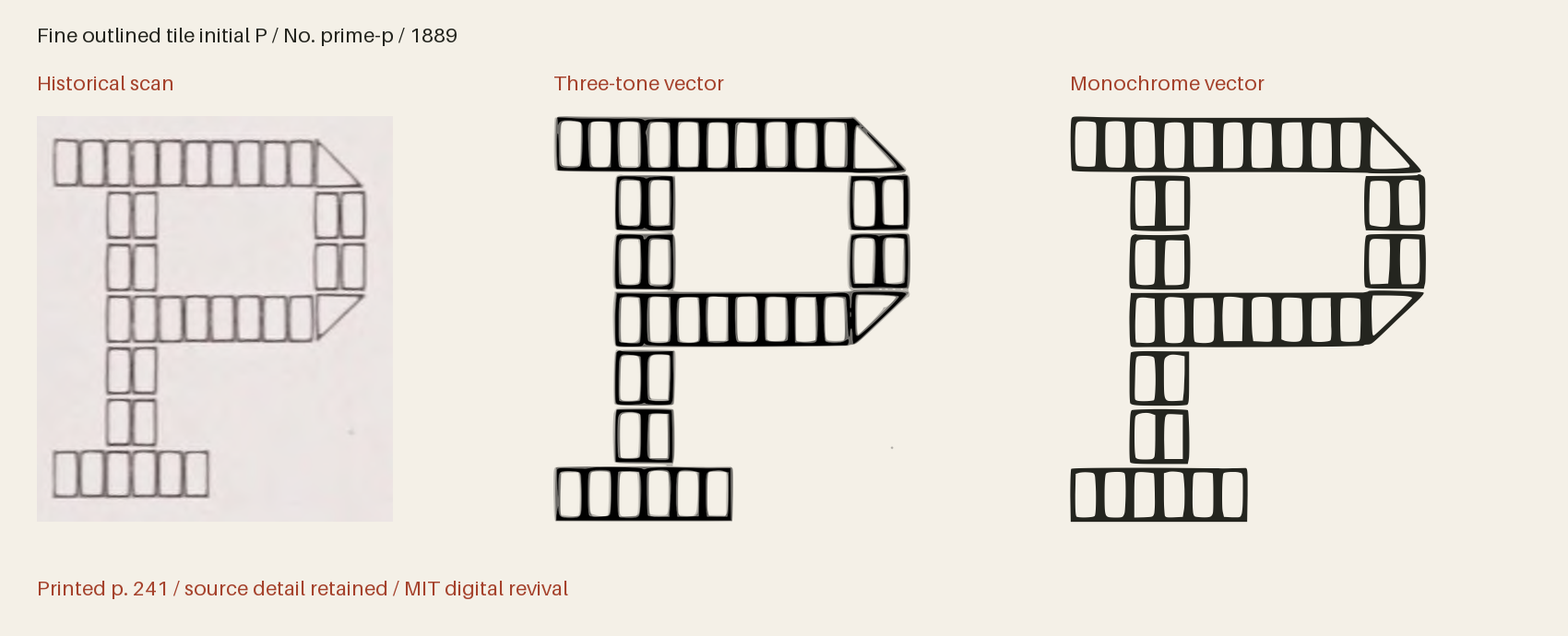Historical scan beside the three-tone and monochrome vector revivals