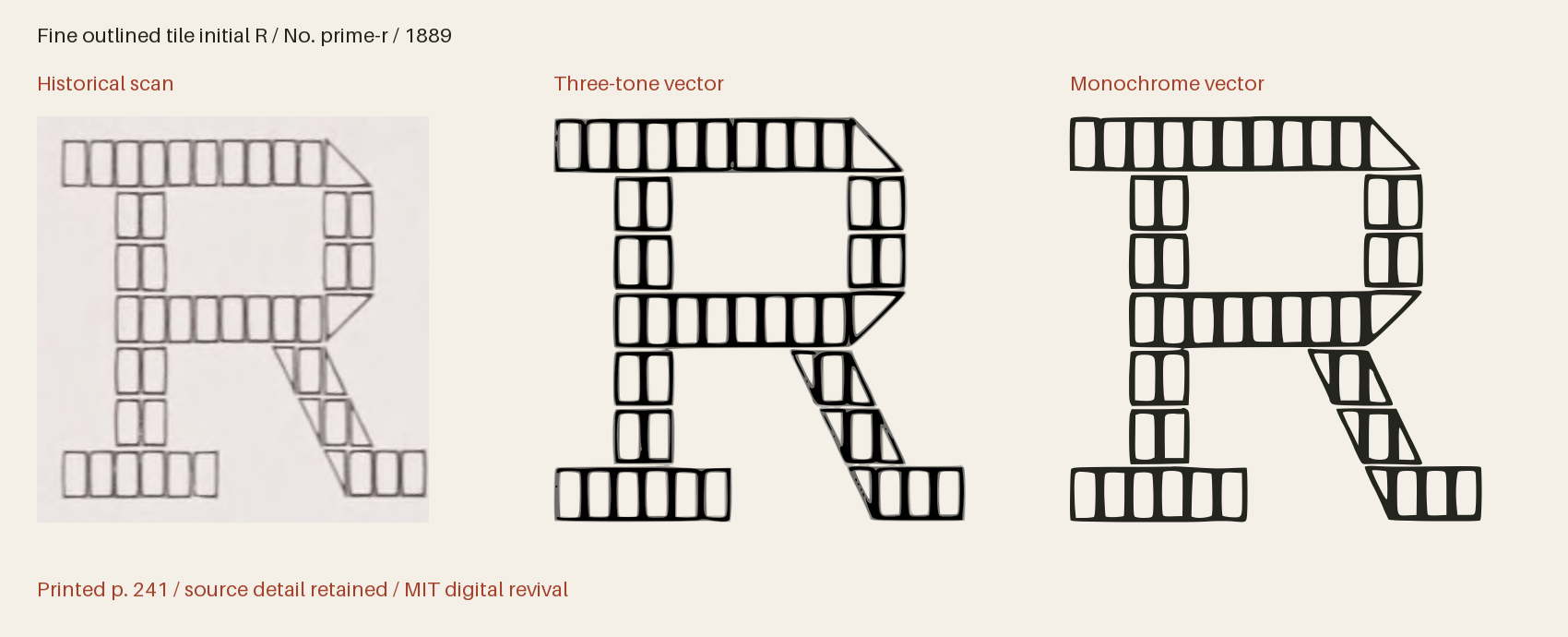 Historical scan beside the three-tone and monochrome vector revivals