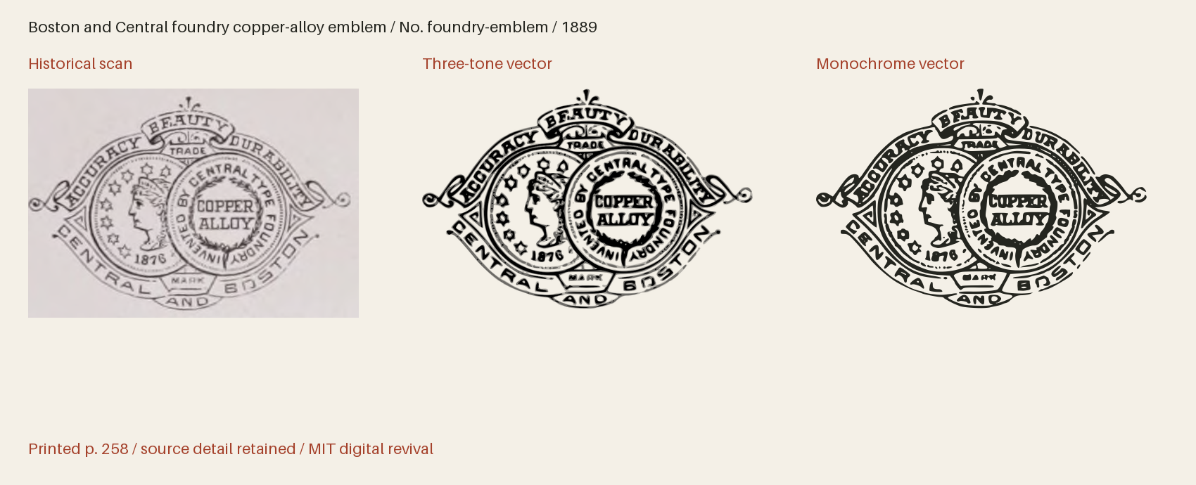 Historical scan beside the three-tone and monochrome vector revivals