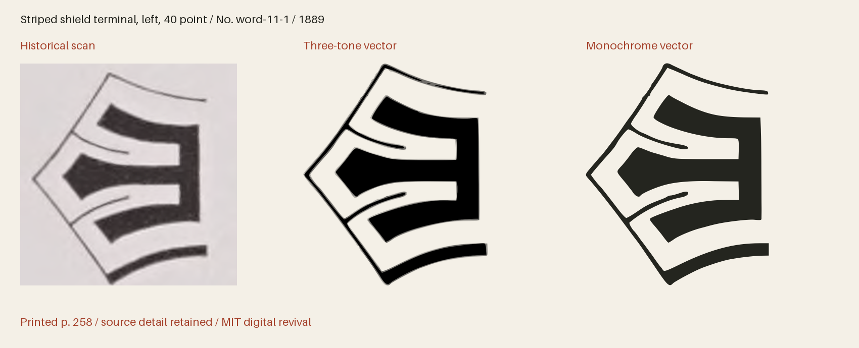 Historical scan beside the three-tone and monochrome vector revivals
