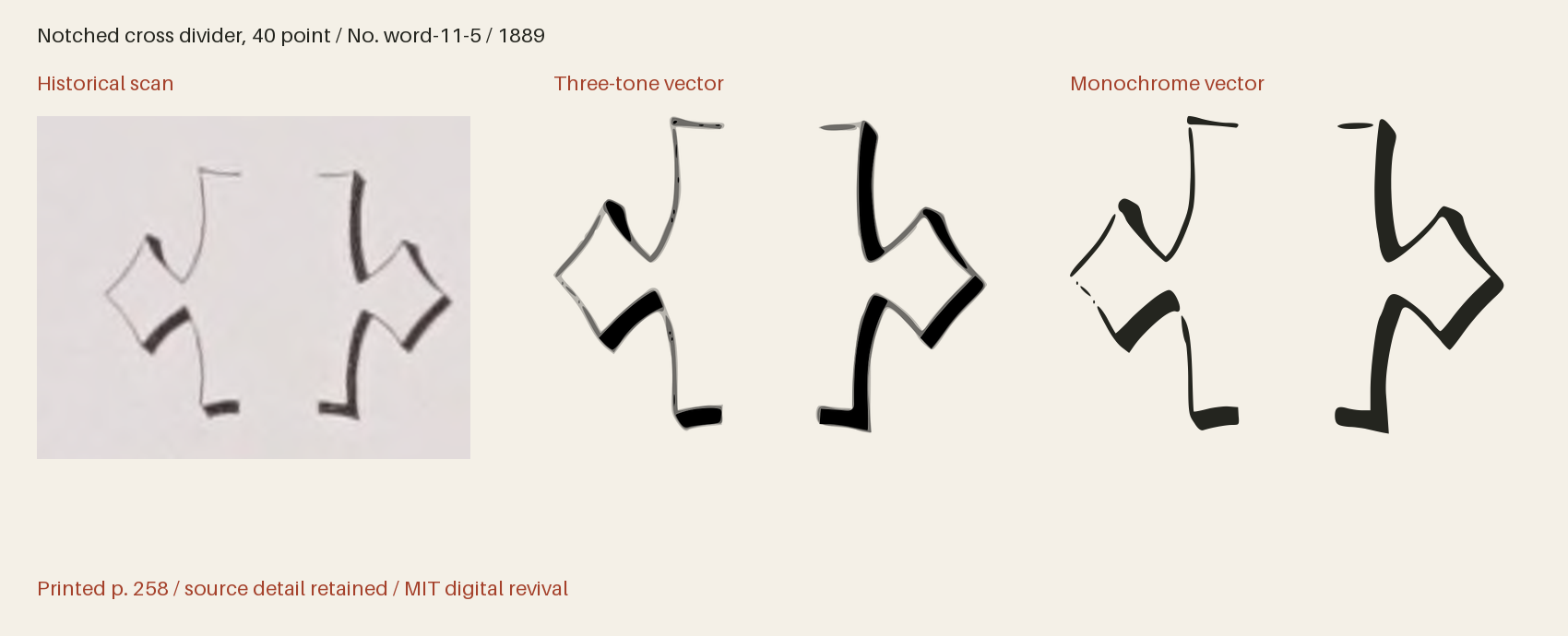 Historical scan beside the three-tone and monochrome vector revivals