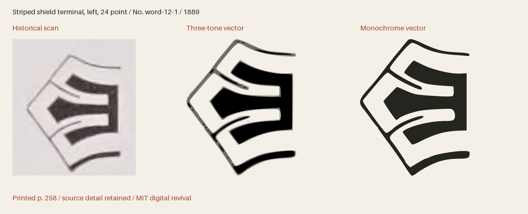 Historical scan beside the three-tone and monochrome vector revivals