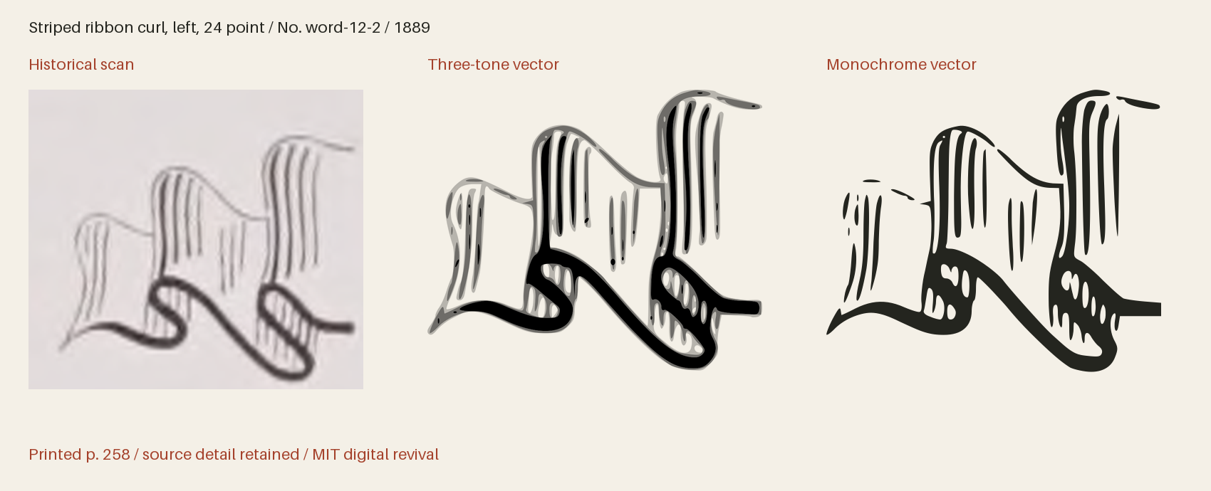 Historical scan beside the three-tone and monochrome vector revivals