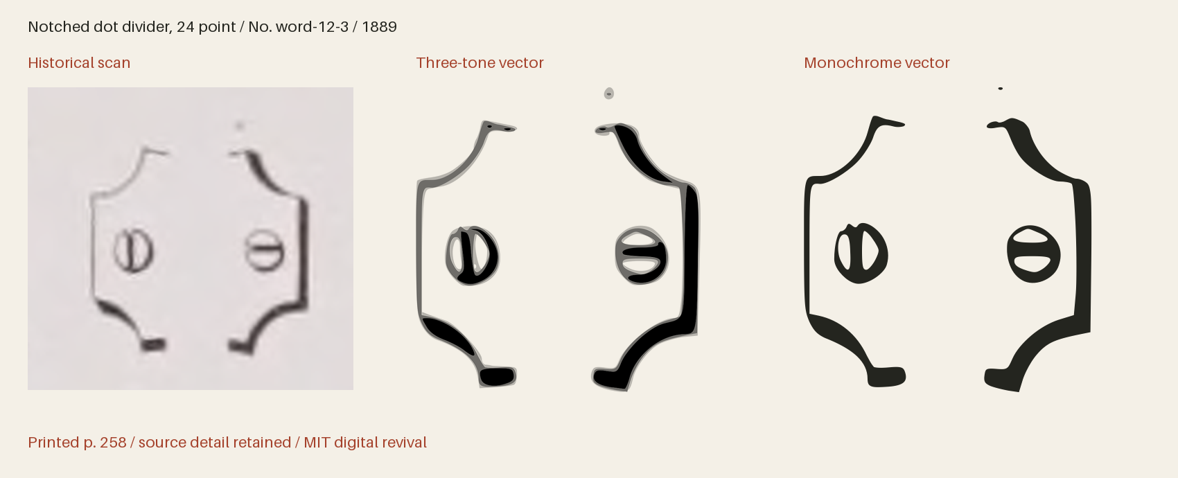 Historical scan beside the three-tone and monochrome vector revivals