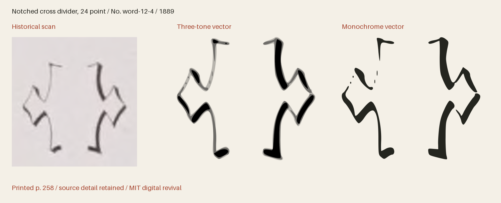 Historical scan beside the three-tone and monochrome vector revivals