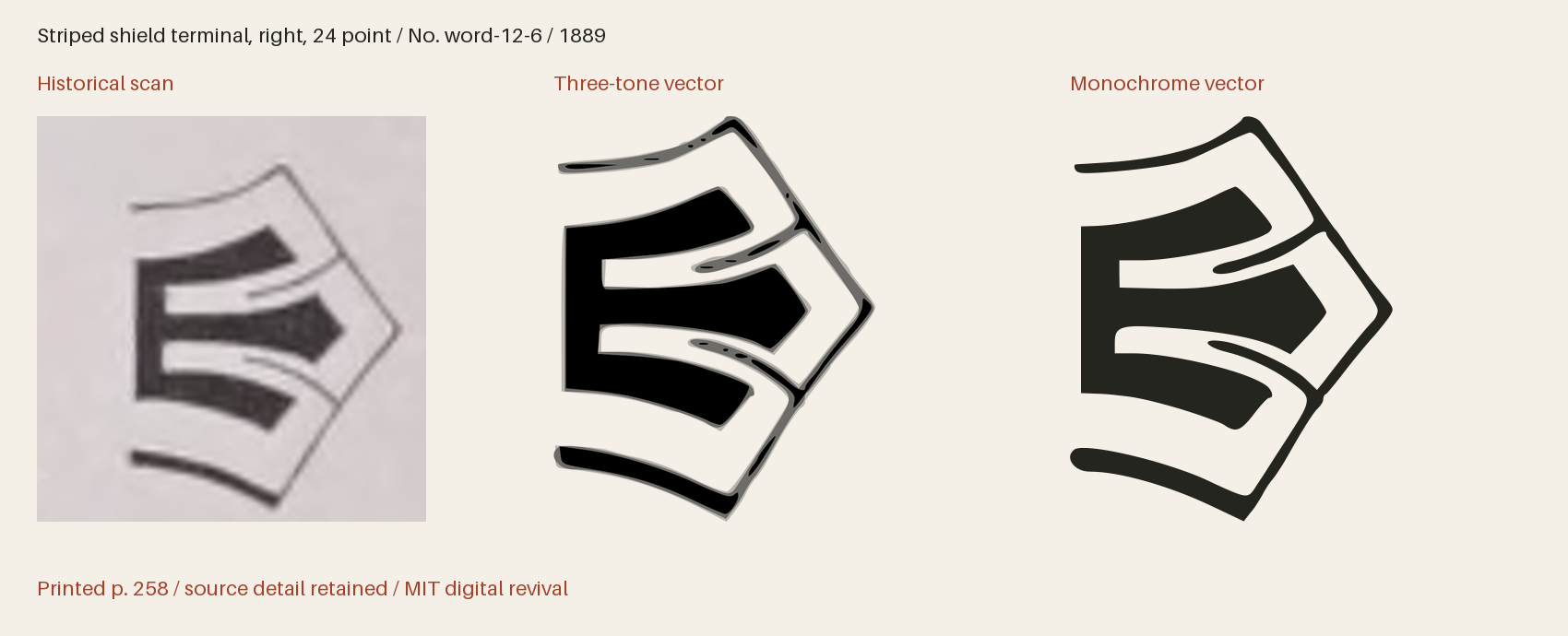 Historical scan beside the three-tone and monochrome vector revivals