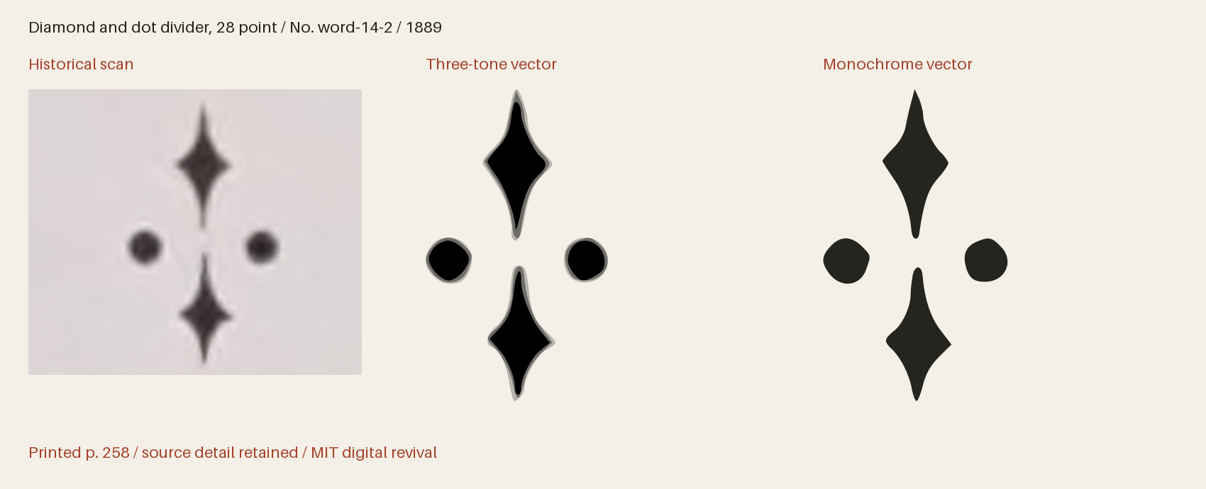 Historical scan beside the three-tone and monochrome vector revivals