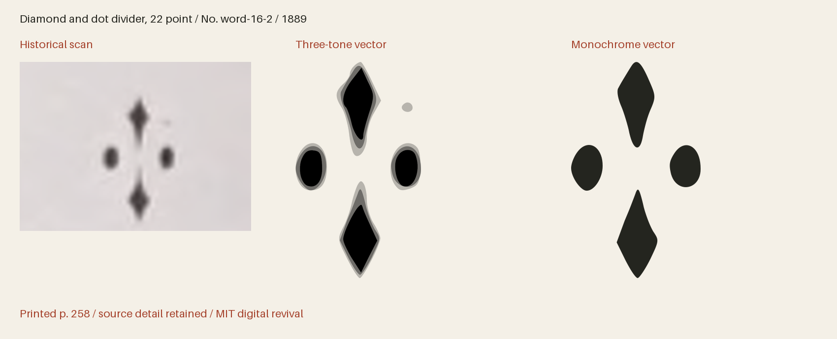 Historical scan beside the three-tone and monochrome vector revivals