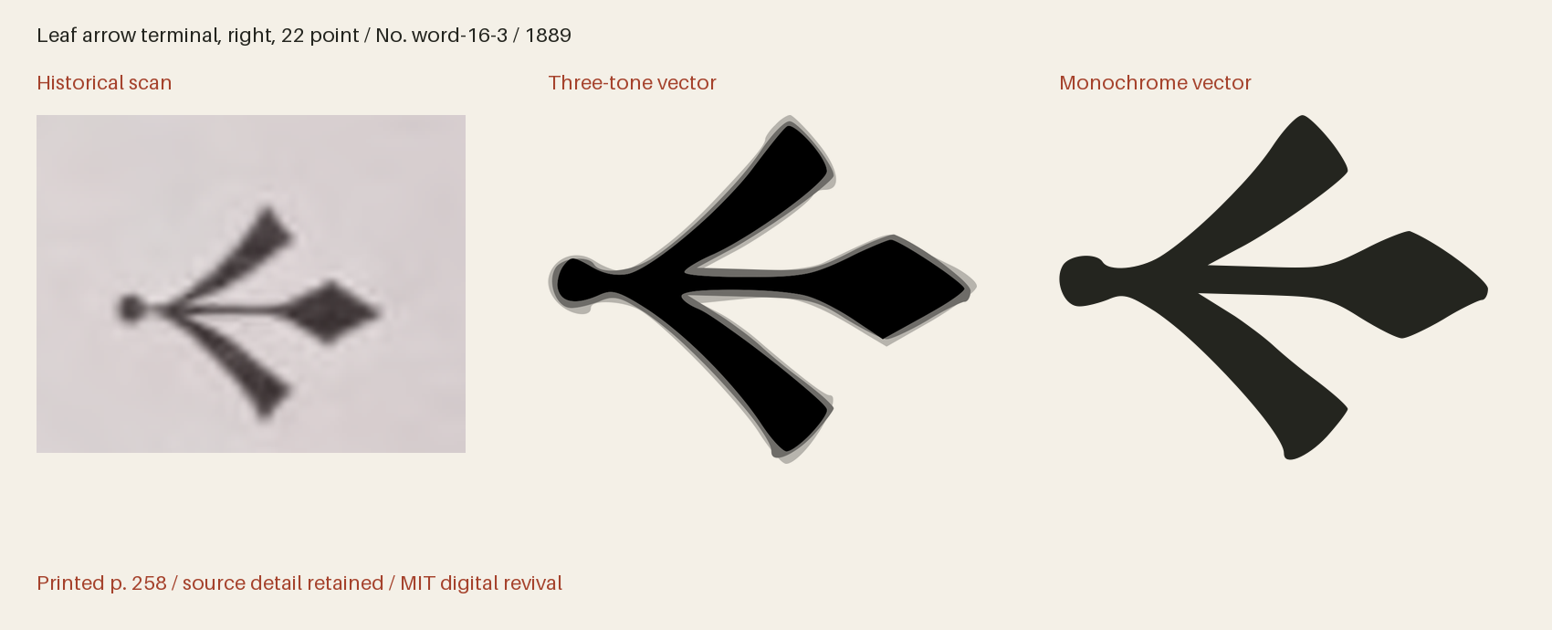 Historical scan beside the three-tone and monochrome vector revivals