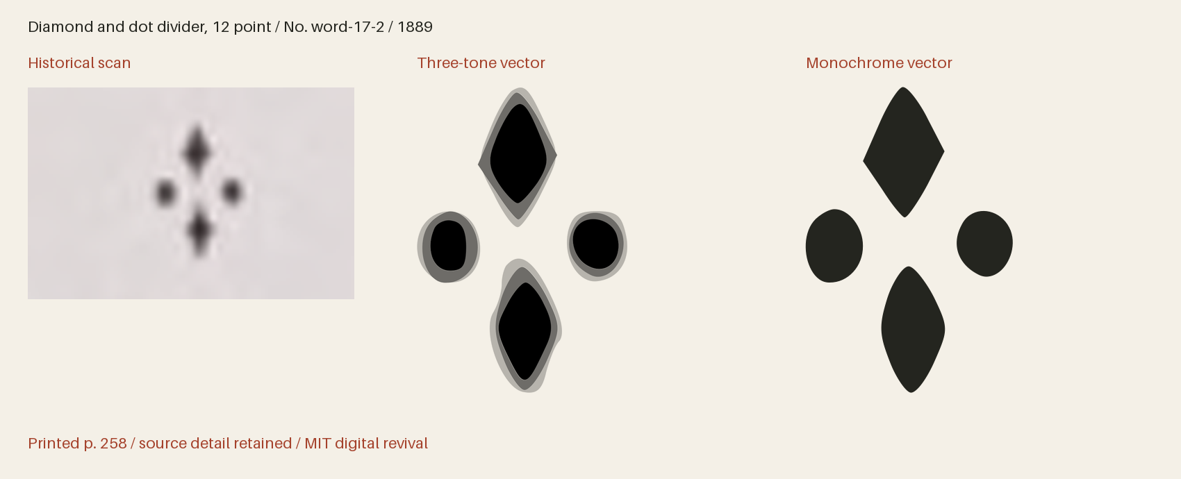 Historical scan beside the three-tone and monochrome vector revivals