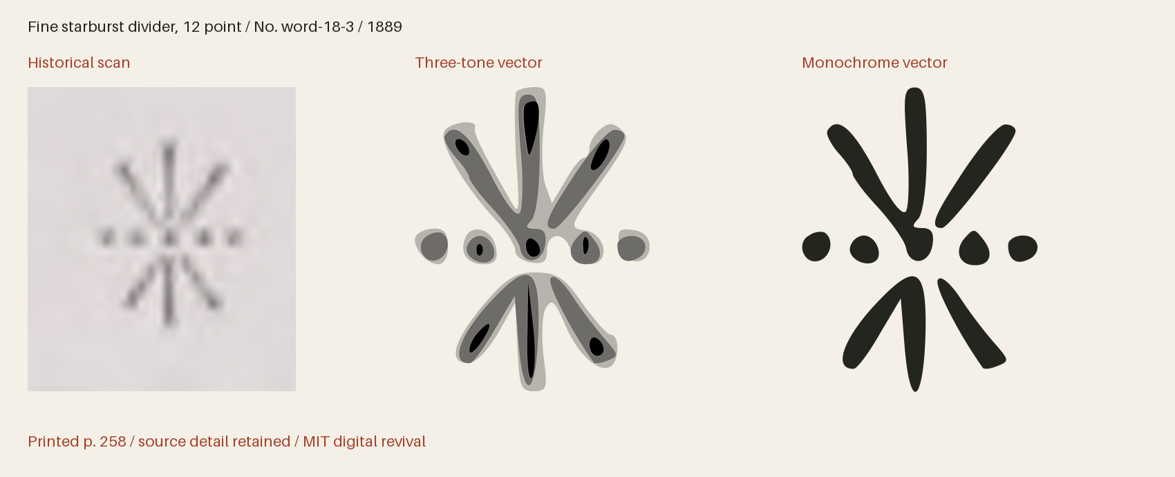 Historical scan beside the three-tone and monochrome vector revivals
