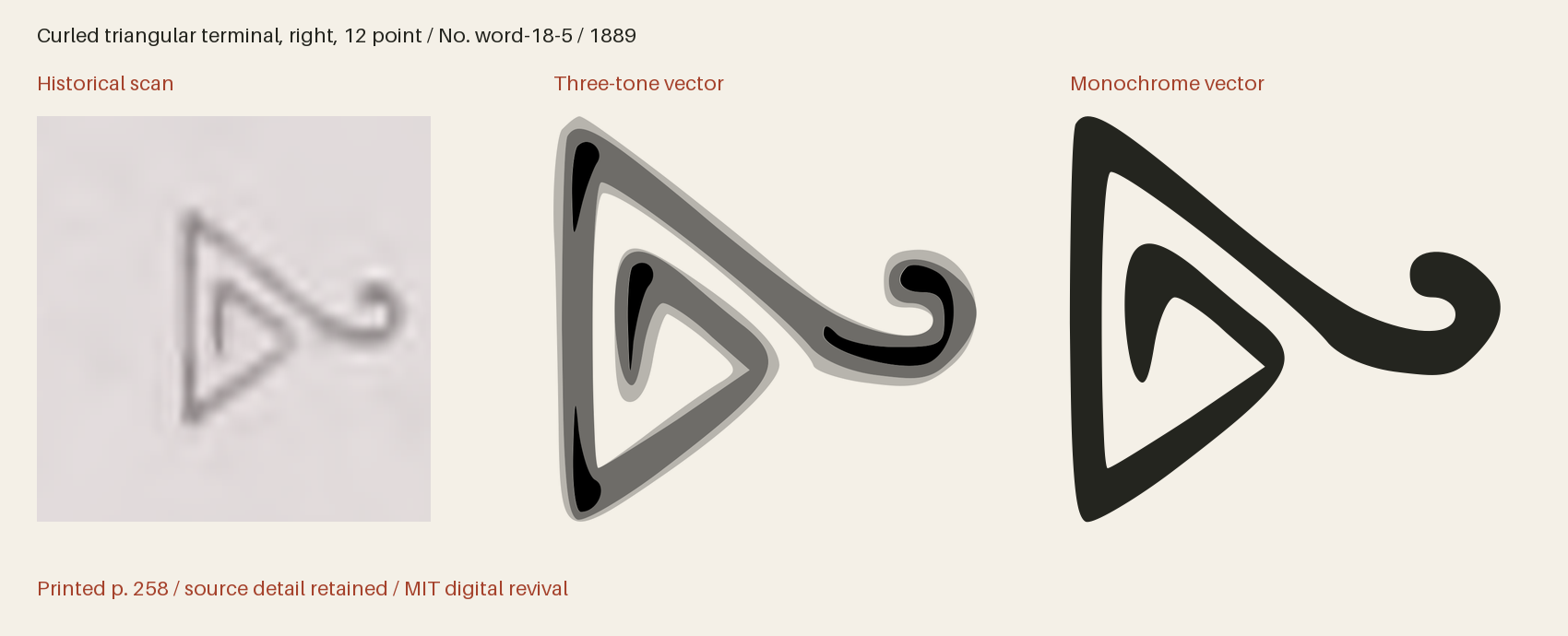 Historical scan beside the three-tone and monochrome vector revivals