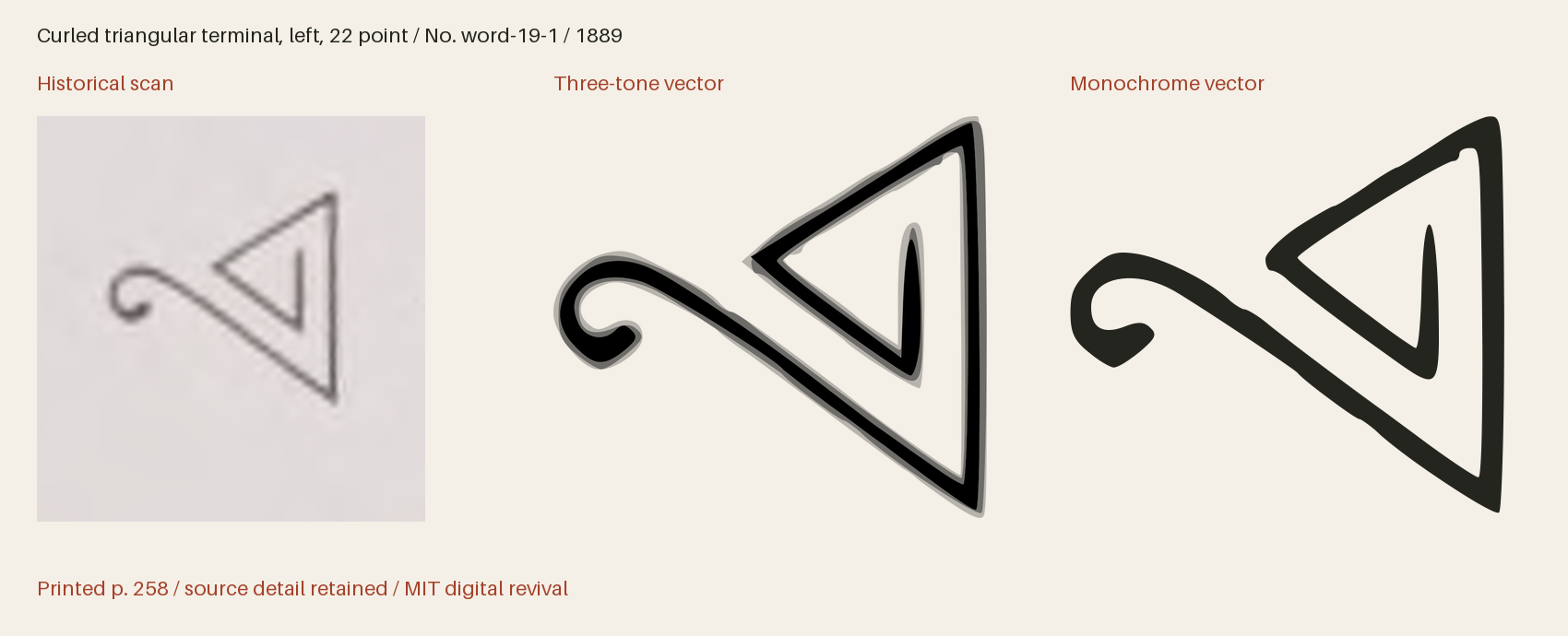 Historical scan beside the three-tone and monochrome vector revivals